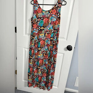 Vintage Reyn Spooner tropical print rayon a-line dress, size M, travel, summer